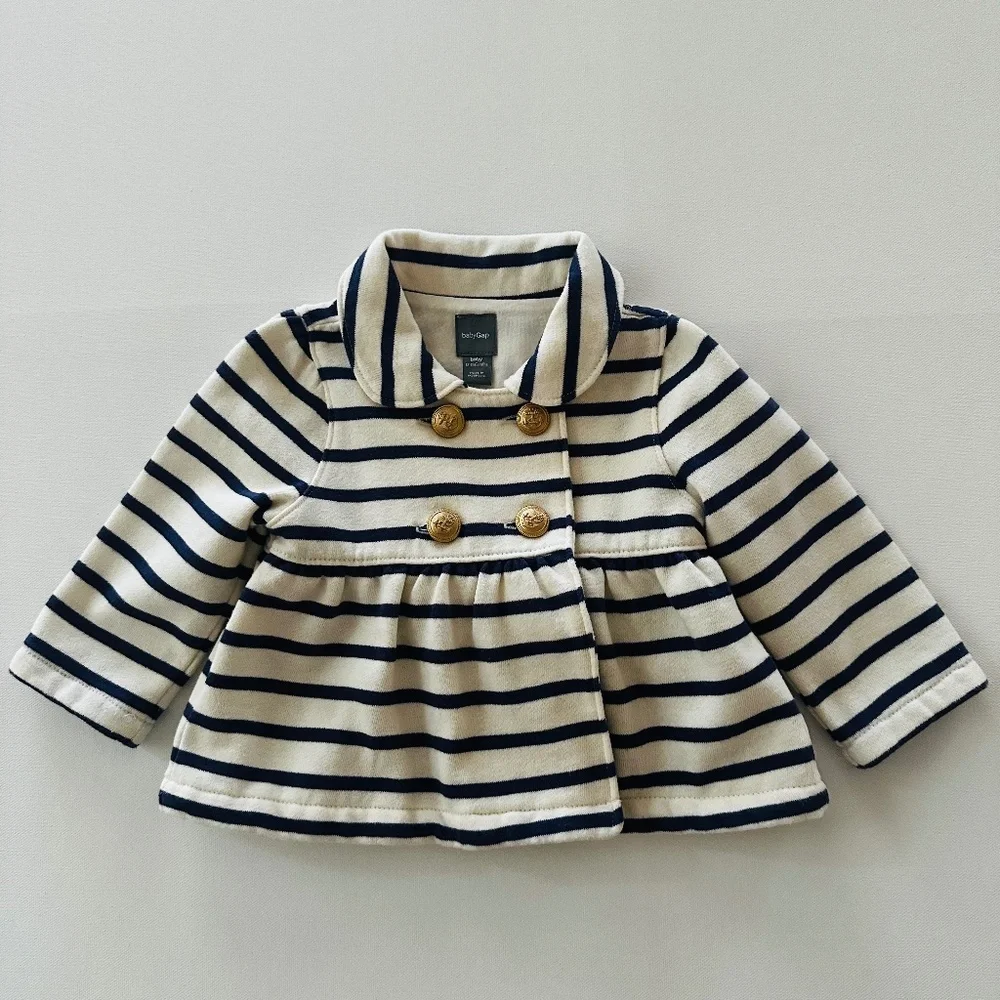 Gap 12-18 Months Baby Girl Nautical Jacket Stripe Anchor Buttons